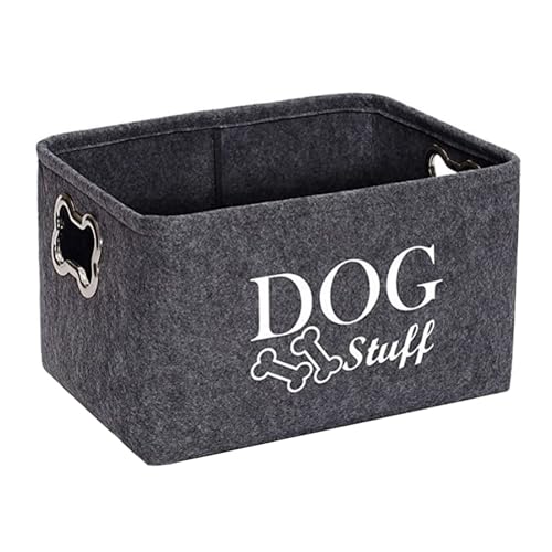 CUSROS Aufbewahrungsbehälter für Hundespielzeug, Filzkörbe, Hundespielzeug-Aufbewahrungsbox mit Metallgriff, Hundespielzeug-Aufbewahrungskörbe, zusammenklappbare Hundespielzeug-Organizer-Box für von CUSROS