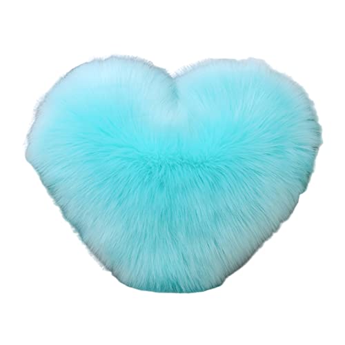 CUSROS Flauschiges Herzkissen, Plüschkissen Imitation Wolle Wurfkissen, schöne weiche Kissen - dekorative herzförmige Sofa Kissen homewares Sofa Kissen Blau von CUSROS