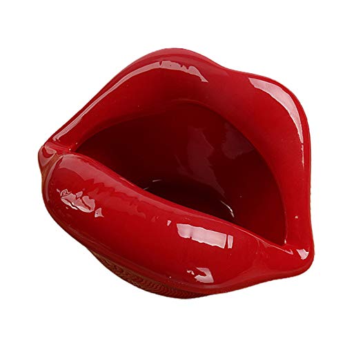 CUSROS Niedliche Cartoon Lippen Form Keramik Aschenbecher Trendy Mund Home Mini Boyfriend Geschenk Für Indoor Car Home Office Weinrot von CUSROS