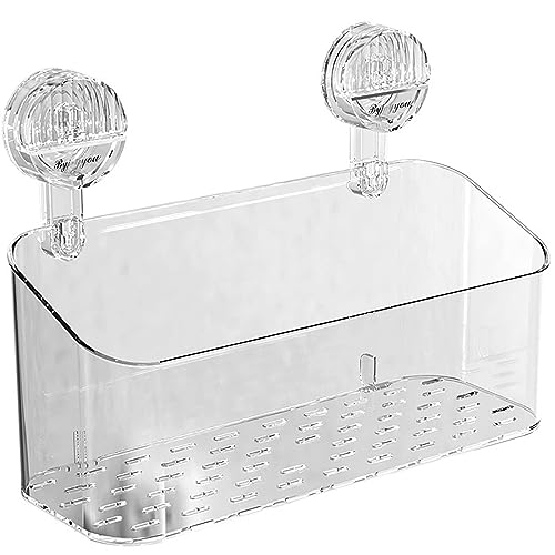 CUSROS Rostfreier Duschkorb Duschablage mit starkem Saugnapf Abnehmbar Schnell Trocknend Einfache Reinigung Entwässerbares Duschregal Platzsparend Dusche Organizer Transparent S von CUSROS