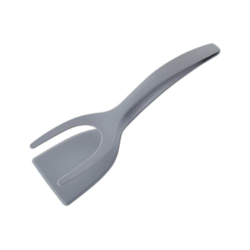 CUSROS Zwei-in-Eins-Spatel Pfannkuchen Anti-Verbrühungs-Silikon-Zange Multifunktionales Kochwerkzeug mit ergonomischem rutschfestem Griff Lebensmittel-Flip-Schaufelklemme für Steak Fisch Grau von CUSROS