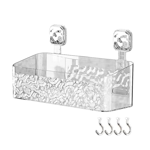 Glacier Texture Hanging Shower Caddy, Modern Bathroom No Drill Shower Holder Shelf Organizer with Hook, Wall Mount Storage Box with Drain Holes, Shower Storage Rack L von CUSROS