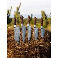 Handmade Damast Kochmesser Set Palisander Griff, Küchenmesser, Geschenk Set von CUSTOMVIKINGART