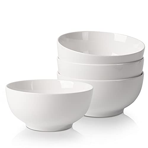 CUSWARE Müslischale Salatschale 6", 6Zoll/650ml Porzellan Suppenschale Schale Set Schüssel Snackschale Reisschale Suppenschüssel Cremeweiß (4 Stück) von CUSWARE