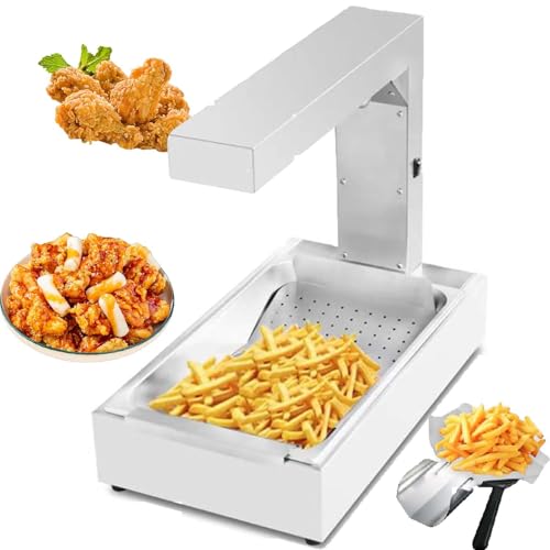 CUTANGELAR 1000-W-Platzsparender Pommes-Wärmer – Edelstahl-Arbeitsplatte mit Energiesparlampe und Ölstandsanzeige für kleine Küchen (8,1 kg) geeignet für Pommes Frites, Burger und Snacks von CUTANGELAR