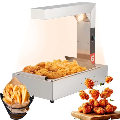 CUTANGELAR Beheizter Pommes-Wärmeschrank – Gewerblicher Theken-Wärmeschrank mit Abtropffläche, lebensmittelechter Edelstahl 304 (79,5 × 44,5 × 21 cm),geeignet für Pommes Frites, Burger und Snacks von CUTANGELAR