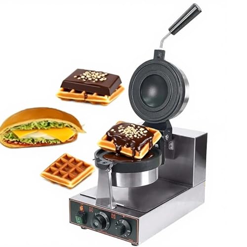 CUTANGELAR Elektrischer Doppelkopf-Eiscreme-Burger-Waffeleisen, Gewerblicher UFO-Waffeleisen mit einstellbarer Temperatur und Timer, geeignet für verschiedene Gastronomiebetriebe(Single Head) von CUTANGELAR