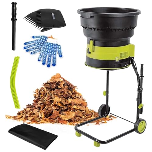 CUTANGELAR Elektrischer Laubhäcksler ohne Messer, 2500 W Gartenabfallzerkleinerer mit Rädern und Aufbewahrungstasche, einstellbare Kompostmulchfunktion für Gartenreinigung(60mxpowercord) von CUTANGELAR