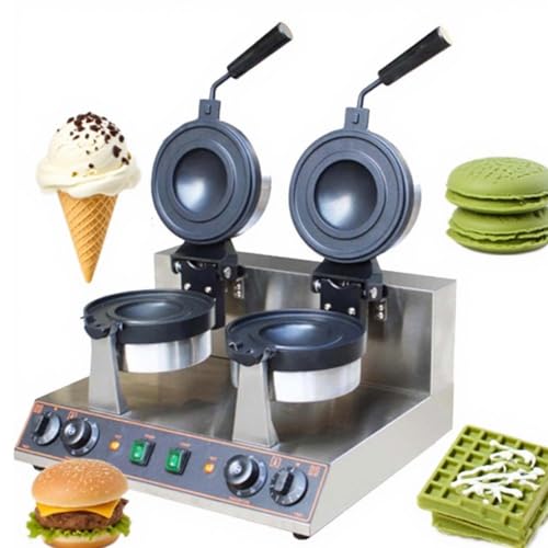 CUTANGELAR Elektrischer UFO-Waffeleisen mit Doppelkopf und 180° drehbarer Antihaftbeschichtung, professionelle Temperaturregelung, ideal für Imbissbuden und den Heimgebrauch(Double Head) von CUTANGELAR