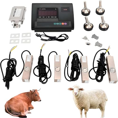 CUTANGELAR Fortschrittliches Viehwaage-Set, Nutztierwaage-Set 5000 kg, 1/30.000 Ablesbarkeit, vibrationsgeschützte Tierwägeplattform, LED-Anzeige, Viehwaage für Rinder und Schafe von CUTANGELAR