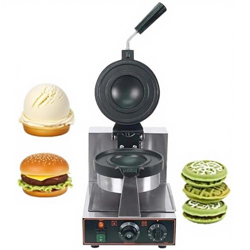 CUTANGELAR Gewerblicher UFO-Hamburger-Waffeleisen, Doppelkopf-Eiscreme-Sandwich-Maschine mit drehbaren Antihaft-Tabletts, ideal für Bäckereien und Gastronomiebetriebe(Single Head) von CUTANGELAR