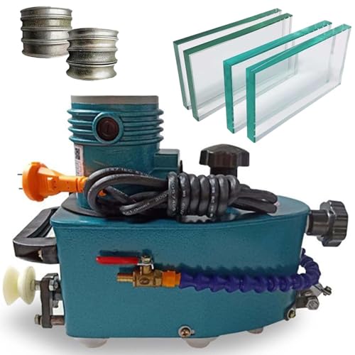 CUTANGELAR Hand-Glasschleifmaschine, Profi-Glaskantenschleifmaschine mit 800 W, 8000 U/min, Verschiedene Scheibenformen, kompatibel für runde und gerade Kanten. Abgeschrägte Kanten.(Blue) von CUTANGELAR