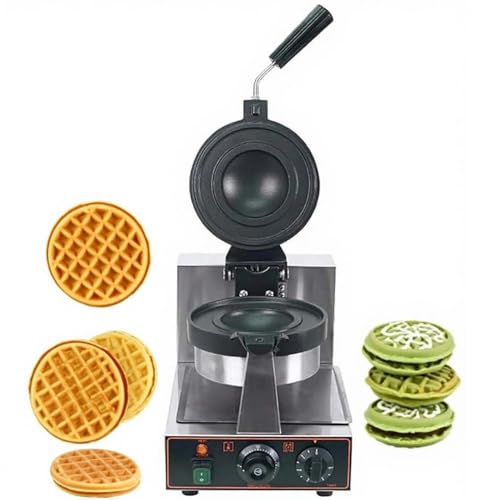 CUTANGELAR Kommerzieller Doppelkopf-Burger-Waffeleisen, Elektrisches UFO-Waffeleisen mit rotierenden Antihaft-Platten, Einstellbarer Timer, Ideal für Restaurants und Gastronomiebetriebe(Single Head) von CUTANGELAR