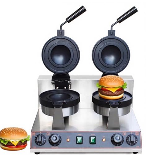 CUTANGELAR Kommerzieller Doppelkopf-Eiscreme-Burger-Maker, Elektrischer UFO-Waffeleisen mit einstellbarem Timer und Temperaturregelung, Antihaftbeschichtung, Für Gastronomiebetriebe(Double Head) von CUTANGELAR