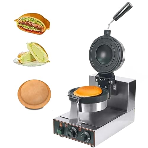CUTANGELAR Kommerzieller Doppelkopf-Eiscreme-Burger-Maker, Elektrischer UFO-Waffeleisen mit einstellbarem Timer und Temperaturregelung, Antihaftbeschichtung, Für Gastronomiebetriebe(Single Head) von CUTANGELAR