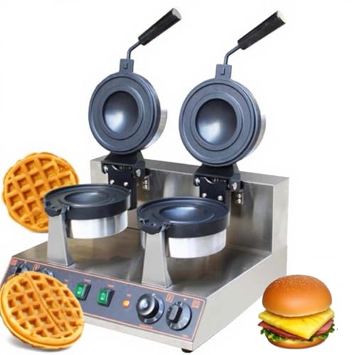 CUTANGELAR Kommerzieller elektrischer Burger-Waffeleisen mit Antihaft-Platten Professionelle Steuerung, Timer und Temperaturregelung, ideal für Frühstücksläden und Restaurants(Double Head) von CUTANGELAR