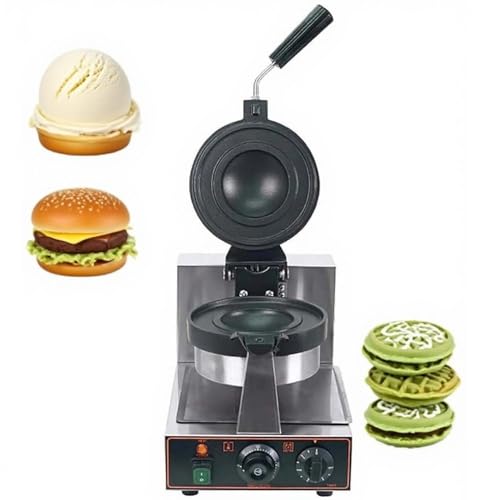 CUTANGELAR Kommerzieller elektrischer Burger-Waffeleisen mit Antihaft-Platten Professionelle Steuerung, Timer und Temperaturregelung, ideal für Frühstücksläden und Restaurants(Single Head) von CUTANGELAR