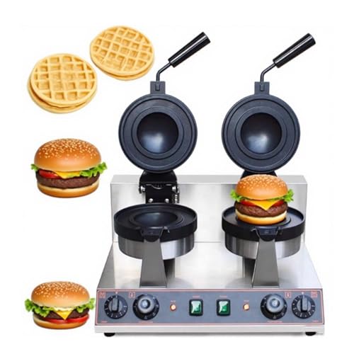 CUTANGELAR UFO-Burger-Waffeleisen für den gewerblichen Gebrauch: Elektrische Eiscreme-Sandwichpresse 180° drehbaren Antihaft-Platten, perfekt für Bäckereien und Frühstückslokale.(Double Head) von CUTANGELAR
