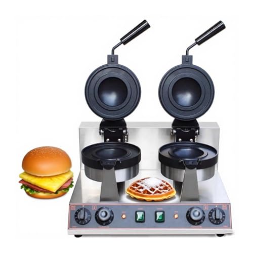 CUTANGELAR UFO-Eiscreme-Burger-Waffeleisen für den gewerblichen Gebrauch: Elektrische Waffeltüte mit 180° drehbaren Antihaft-Backplatten, für Restaurants und Cafés.(Double Head) von CUTANGELAR