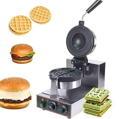 CUTANGELAR UFO Hamburger-Waffeleisen, Elektrischer Doppelkopf-Eiscreme-Sandwich-Maker mit rotierenden Antihaft-Tabletts, Professionelle Steuerung, Ideal für Restaurants(Single Head) von CUTANGELAR