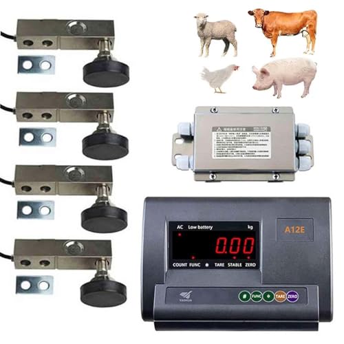 CUTANGELAR Viehwaagen-Set, 5000 kg elektronische Tierpalettenwaage, Wägezellen-Plattform, hochpräzise LCD-Hintergrundbeleuchtung, Wiegeanzeige für Rinder, Ziegen, Schweine, Pferde, Schafe von CUTANGELAR