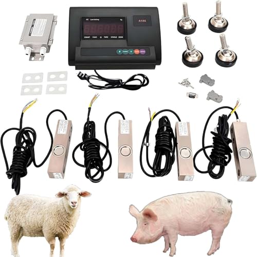 CUTANGELAR Viehwaagen-Set, hochpräzise Anzeige, 4 Wägezellen mit Tragkraft 5000 kg, Bodenwaage mit Lastanzeige, Tierwaage für Rinder, Schweine, Ziegen, Schafe, Gewichtsanzeige CUTANGELAR Viehwaagen-Set, hochpräzise Anzeige, 4 Wägezellen mit Tragkraft 5000 kg, Bodenwaage mit Lastanzeige, Tierwaage für Rinder, Schweine, Ziegen, Schafe, Gewichtsanzeige von CUTANGELAR