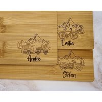 Frühstücksbrett Personalisiert Aus Bambus Holz Mit Namensgravur Und Motiv Camping, Fahrrad Oder Motorrad Frühstücksbrett Personalisiert Aus Bambus Holz Mit Namensgravur Und Motiv Camping, Fahrrad Oder Motorrad von CUTEGeschenke