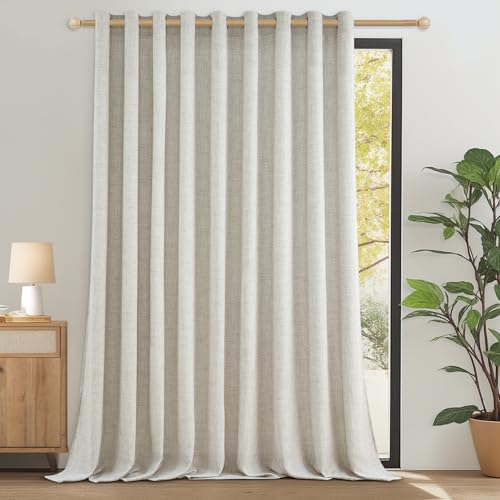CUTEWIND Extra Breite Leinen Gardinen mit Ösen Halbtransparent 1 Stück H 245 x B 300 cm Vorhang Leinenoptik für Wohnzimmer Schlafzimmer Große Fenster Curtains Living Room von CUTEWIND