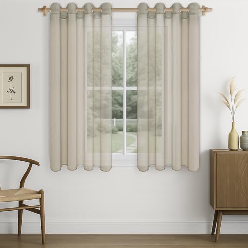 CUTEWIND Vorhänge Beige Kurz mit Ösen, Vorhang Transparent Gardinen Wohnzimmer Modern Kurz 2er Set 145 cm Lang, 140 cm Breit, Gardinen Schals Kurze Gardine Küche Fenster Sheer Curtains CUTEWIND Vorhänge Beige Kurz mit Ösen, Vorhang Transparent Gardinen Wohnzimmer Modern Kurz 2er Set 145 cm Lang, 140 cm Breit, Gardinen Schals Kurze Gardine Küche Fenster Sheer Curtains von CUTEWIND