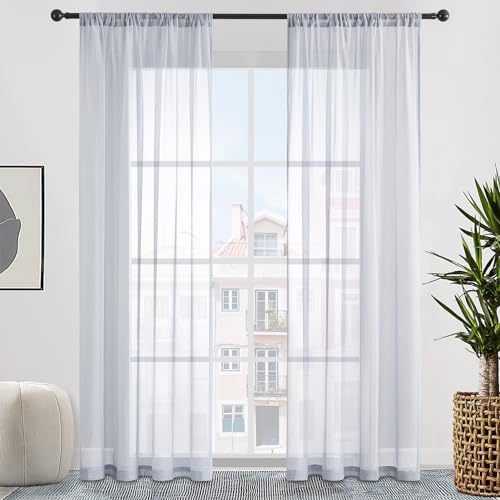 CUTEWIND Voile Vorhang Transparente Gardine aus Voile Einfarbig Stangendurchzug Wohnzimmer Luftig Dekoschal für Schlafzimmer 2er Set Grau 140x215cm BxH CUTEWIND Voile Vorhang Transparente Gardine aus Voile Einfarbig Stangendurchzug Wohnzimmer Luftig Dekoschal für Schlafzimmer 2er Set Grau 140x215cm BxH von CUTEWIND