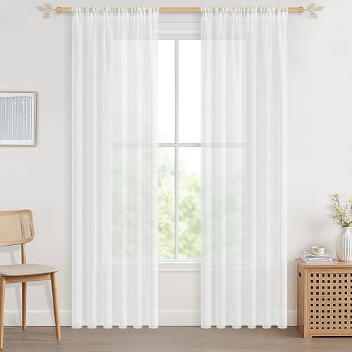 CUTEWIND Vorhänge Wohnzimmer Transparent 230cm lang Gardinen Weiß 140cm Breit Gardine Wohnzimmer mit Stangendurchzug 2er Set für Bleiband Schlafzimmer küche und Kinderzimmer CUTEWIND Vorhänge Wohnzimmer Transparent 230cm lang Gardinen Weiß 140cm Breit Gardine Wohnzimmer mit Stangendurchzug 2er Set für Bleiband Schlafzimmer küche und Kinderzimmer von CUTEWIND