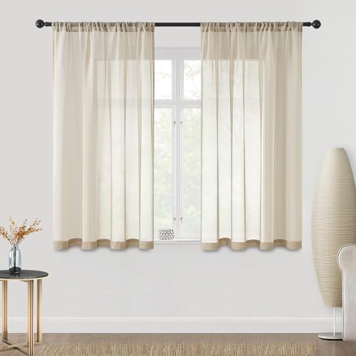 CUTEWIND Vorhänge mit Tunnelzug Gardinen Weiß Stangendurchzug Gardine Halbtransparent aus Polyester für Wohnzimmer Kinderzimmer Beige 2er Pack 140x175cm BxH CUTEWIND Vorhänge mit Tunnelzug Gardinen Weiß Stangendurchzug Gardine Halbtransparent aus Polyester für Wohnzimmer Kinderzimmer Beige 2er Pack 140x175cm BxH von CUTEWIND