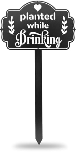 CUTHOLLOW Beim Trinken Gepflanzt Pflanzenschilder Typ Large aus Metall, Höhe 30cm, Wetterfeste Pflanzenstecker zum Beschriften Schwarz, Gartenstecker Deko Metall für Garten Terrasse Balkon Blumentopf CUTHOLLOW Beim Trinken Gepflanzt Pflanzenschilder Typ Large aus Metall, Höhe 30cm, Wetterfeste Pflanzenstecker zum Beschriften Schwarz, Gartenstecker Deko Metall für Garten Terrasse Balkon Blumentopf von CUTHOLLOW