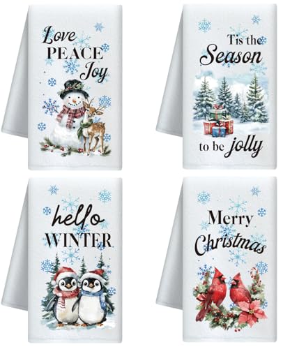 CUTHOLLOW Küchentücher mit Weihnachtsszene, 4er-Set, schnell trocknend, dekorative Küchenhandtücher – Einweihungsgeschenk CUTHOLLOW Küchentücher mit Weihnachtsszene, 4er-Set, schnell trocknend, dekorative Küchenhandtücher – Einweihungsgeschenk von CUTHOLLOW