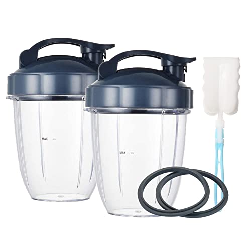 CUTIECLUB 2 Stück Ersatz-Mixbecher für Nutribullet Blender, 530 ml Becher mit Klappdeckel und Gummidichtungen, kompatibel mit Nutribullet 600 W 900 W Mixerzubehör von CUTIECLUB