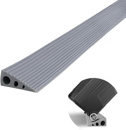 CUTIS Türschwellenrampe, 90x6x2CM Schwellenrampe, Rollstuhlrampe aus Vollgummi, rutschfeste Oberfläche, für Rollstuhl Rollator Saugroboter Kinderwagen (Grau) von CUTIS
