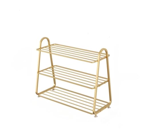 CUTMKGK Schuhregal, 3 Etagen, Organizer, Schuhregal, platzsparend, Schuhregal, Schuhaufbewahrung, Schrank, Eingangsbereich, Wohnzimmer, Badezimmer (Gold, Höhe: 57,9 cm) von CUTMKGK