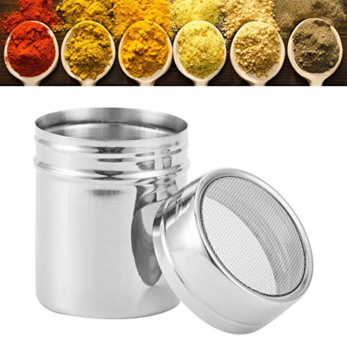 Puderzuckerstreuer, Anti-Rost Mesh Shaker Pulverdosen Langlebige Silberfarbe für Gewürze Gewürze für Kaffee Kakao Zimtpulver(S) von CUTULAMO
