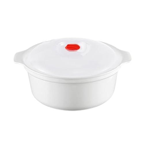 CUTeFiorino Microwave Bowl with Lid Heating Dish Noodle Bowl Storage Plate Soup Bowl with Handle Easy to Store Microwave Cookware Kitchen College Dorm Eierkocherring (White, One Size) von CUTeFiorino