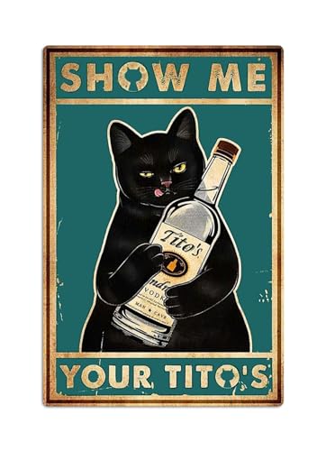 Retro Black Cat Room Decor,Funny Metal Sign,Cat Show Me Your Tito's, Home Bar Kitchen Coffee Man Cave Garage Wall Decor Art 20,3 x 30,5 cm Retro Black Cat Room Decor,Funny Metal Sign,Cat Show Me Your Tito's, Home Bar Kitchen Coffee Man Cave Garage Wall Decor Art 20,3 x 30,5 cm von CUUCTGDA