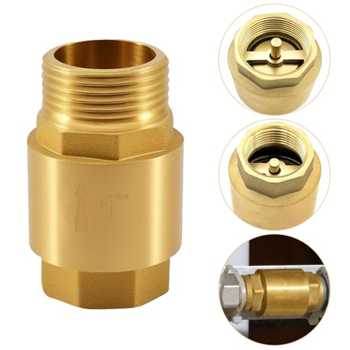 CUVZORA 1 Zoll Messing Rückschlagventil, Rostschutz und Wasserdichter Rückflussverhinderer IG zu AG, 1'' Rücklaufventil, Rückstauklappe für Waschmaschine, Pumpe, Garten und Industrielle Systeme von CUVZORA