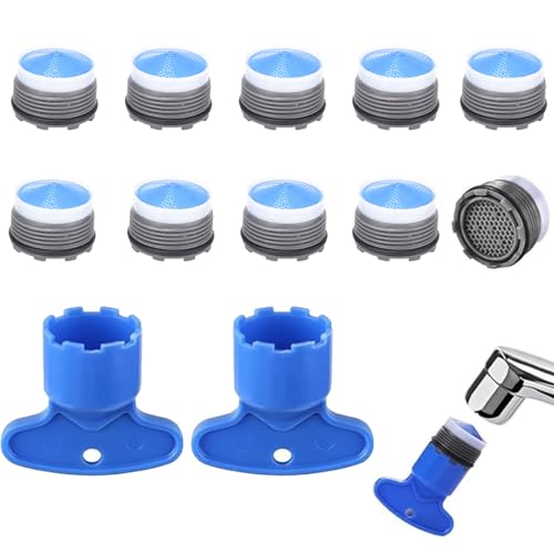 CUVZORA 10 Stück Wasserhahn Sieb Set, M18.5 Perlatoren mit 2 Mischdüsenschlüssel, Strahlregler & Luftsprudler für Küche und Bad, Kunststoff-Siebeinsatz für gleichmäßigen Wasserstrahl CUVZORA 10 Stück Wasserhahn Sieb Set, M18.5 Perlatoren mit 2 Mischdüsenschlüssel, Strahlregler & Luftsprudler für Küche und Bad, Kunststoff-Siebeinsatz für gleichmäßigen Wasserstrahl von CUVZORA
