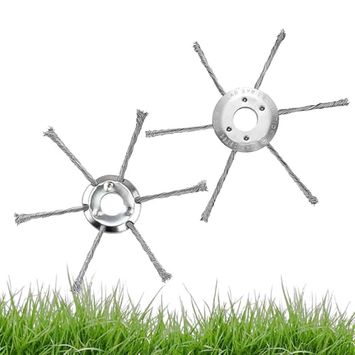 CUVZORA 2 Stück Stahldraht Freischneider, Unkrautbürste für Rasentrimmer, 230mm Freischneider Zubehör, Garten Rasentrimmer Drahtbürste, für Gartenpflege, Rasenkanten und Unkrautbeseitigung(6 Köpfe) von CUVZORA