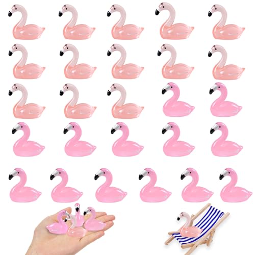 CUVZORA 26 Stücke Mini Flamingo, Leuchtende Deko Figuren für Wasserlandschaften und DIY Projekte, Perfekt für Kinder, Erwachsene und Gartenliebhaber (Dunkel und Hellrosa) von CUVZORA