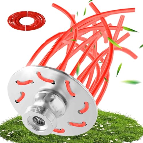 CUVZORA 2in1 Unkrautbürste Freischneider, Unkrautbürste für Freischneider inkl 32pcs Nylon Faden, Fugenbürste UnkrautTrimmerkopf, für Motorsense aus Aluminium (Ab 1,4PS) von CUVZORA