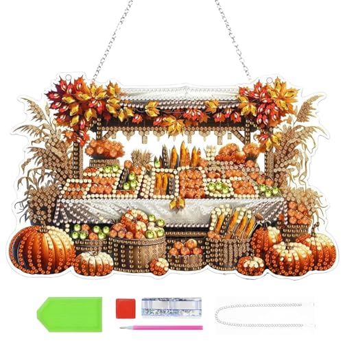 CUVZORA 5D Diamond Painting Herbst Fensterbilder, Hochwertigen Acryl Kreative DIY Set für Perfekte Dekoration für Fenster Wand Eingang Herbstdeko und Thanksgiving von CUVZORA