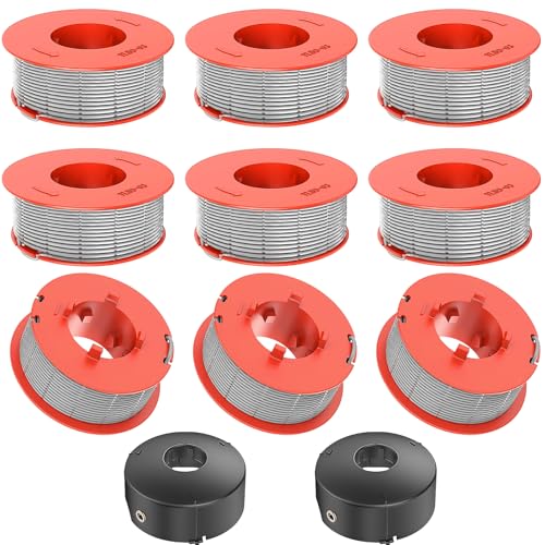 CUVZORA Fadenspule für Bosch ART 23 26 30 Combitrim, ART 23 26 30 Easytrim Rasentrimmer Spule Ersatzfadenspule F016800175 Abdeckung F016L71088(9 Spulen + 2 Deckel) von CUVZORA