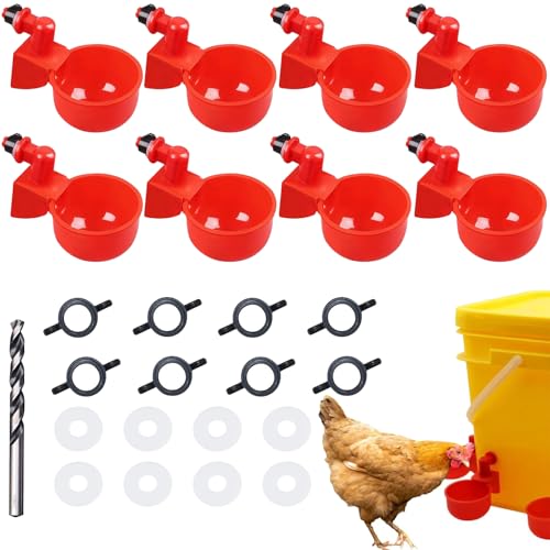 CUVZORA Hühnertränke 8er Set, Automatische Geflügeltränke mit auslaufsicherem Design, Leicht zu reinigen und langlebig für Hühner, Enten und Gänse, Ideal für kleine Farmen und Hobbyzüchter von CUVZORA