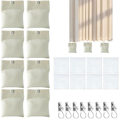 CUVZORA Outdoor Vorhang Leinwand Gewichtasche 8 Pack, mit 8 transparente PVC Versiegelte Taschen und 8 Metallklammern, Geeignet für Befestigen von Zelten, Garten Pavillon Terrasse Vorhänge von CUVZORA
