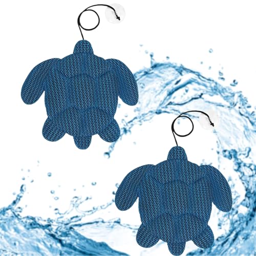 CUVZORA Scum Absorber 2 Stück, Ölabsorbierender Schwamm für Whirlpool, Pool und Hot Tub, Langlebig Effiziente Reinigung und Fett absorbierend, für Outdoor Spa und Badewanne (Schildkröten,Blau) von CUVZORA